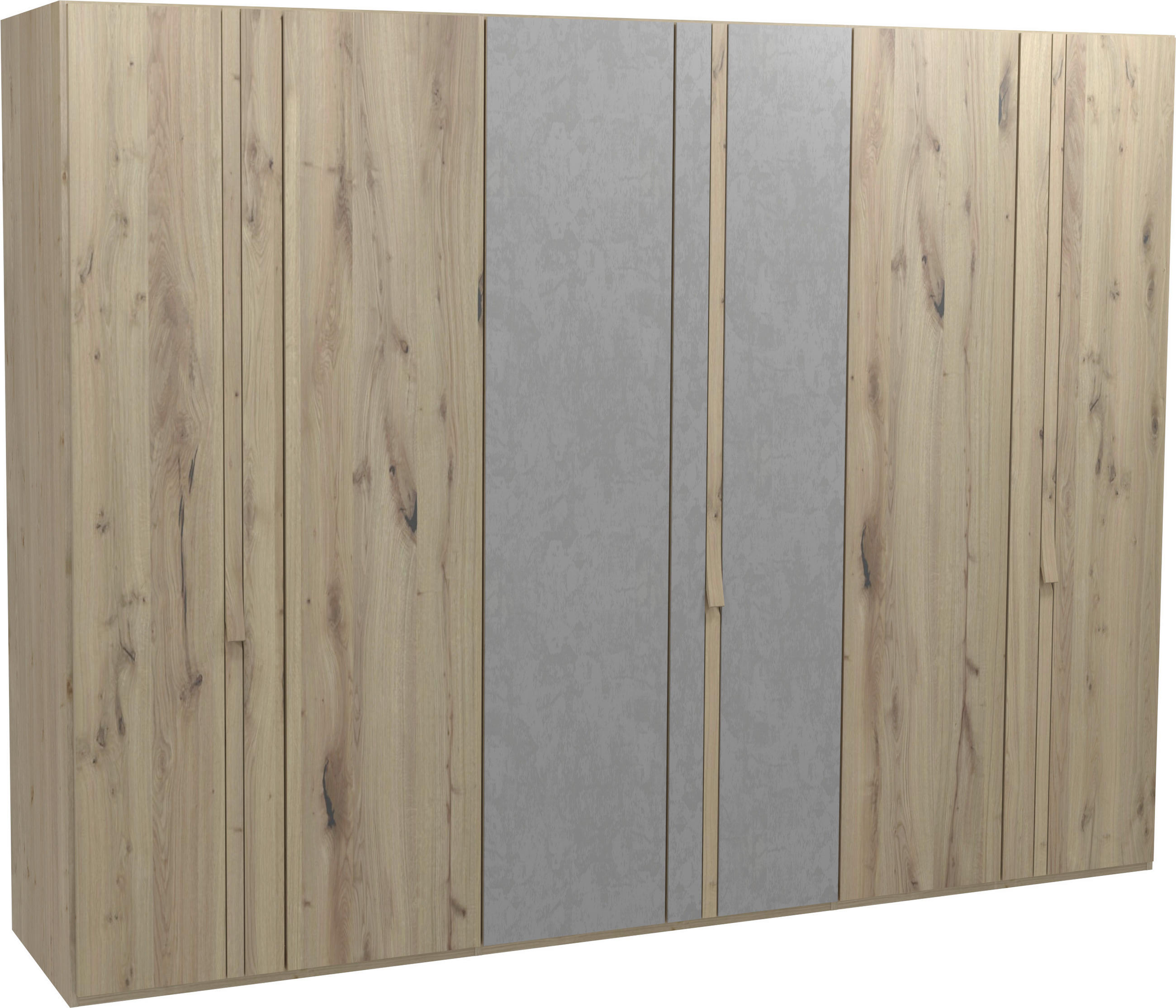 SKRIŇA S OTOČNÝMI DVERAMI, divoký dub, sivá, farba duba, 302/226/63 cm - sivá/farba duba, Natur, drevo/sklo (302/226/63cm) - Voglauer
