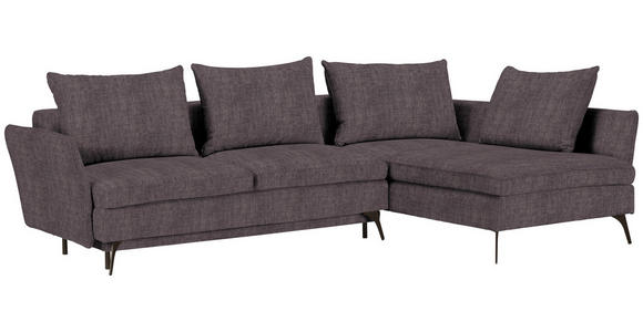 ECKSOFA in Webstoff Grau 282/182 cm - Schwarz/Grau, MODERN, Textil/Metall (282/182cm) - Carryhome