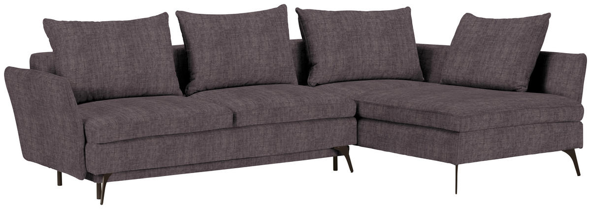 ECKSOFA in Webstoff Grau  - Schwarz/Grau, Modern, Textil/Metall (282/182cm) - Carryhome