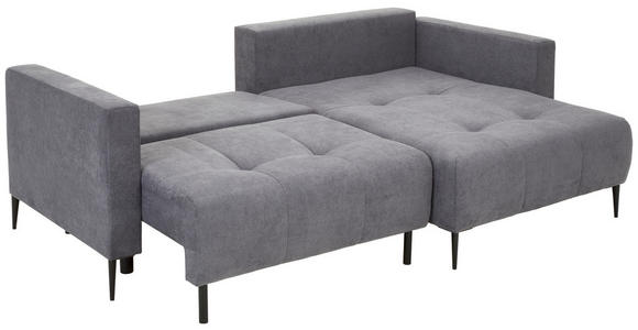 ECKSOFA Dunkelgrau Velours - Dunkelgrau/Schwarz, KONVENTIONELL, Textil/Metall (226/155cm) - Carryhome