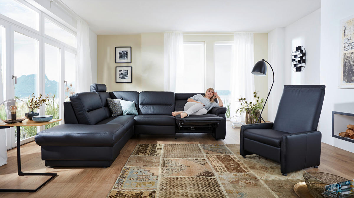 ECKSOFA in Echtleder Schwarz  - Schwarz, Konventionell, Leder (267/234cm) - Himolla