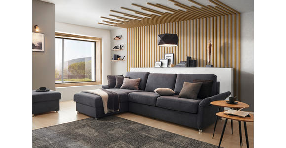 ECKSOFA in Flachgewebe Anthrazit 176/285 cm - Chromfarben/Anthrazit, KONVENTIONELL, Textil/Metall (176/285cm) - Novel