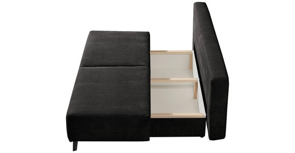 SCHLAFSOFA in Cord Anthrazit, Grau  - Anthrazit/Schwarz, MODERN, Textil/Metall (193/85/88cm) - Novel