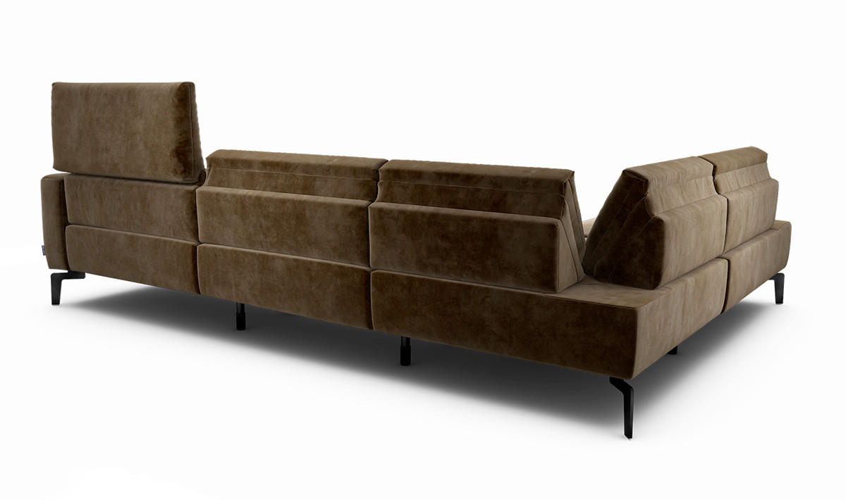 ECKSOFA Cosy Braun Samt  - Schwarz/Braun, Design, Textil/Metall (213/296cm) - SENSOO