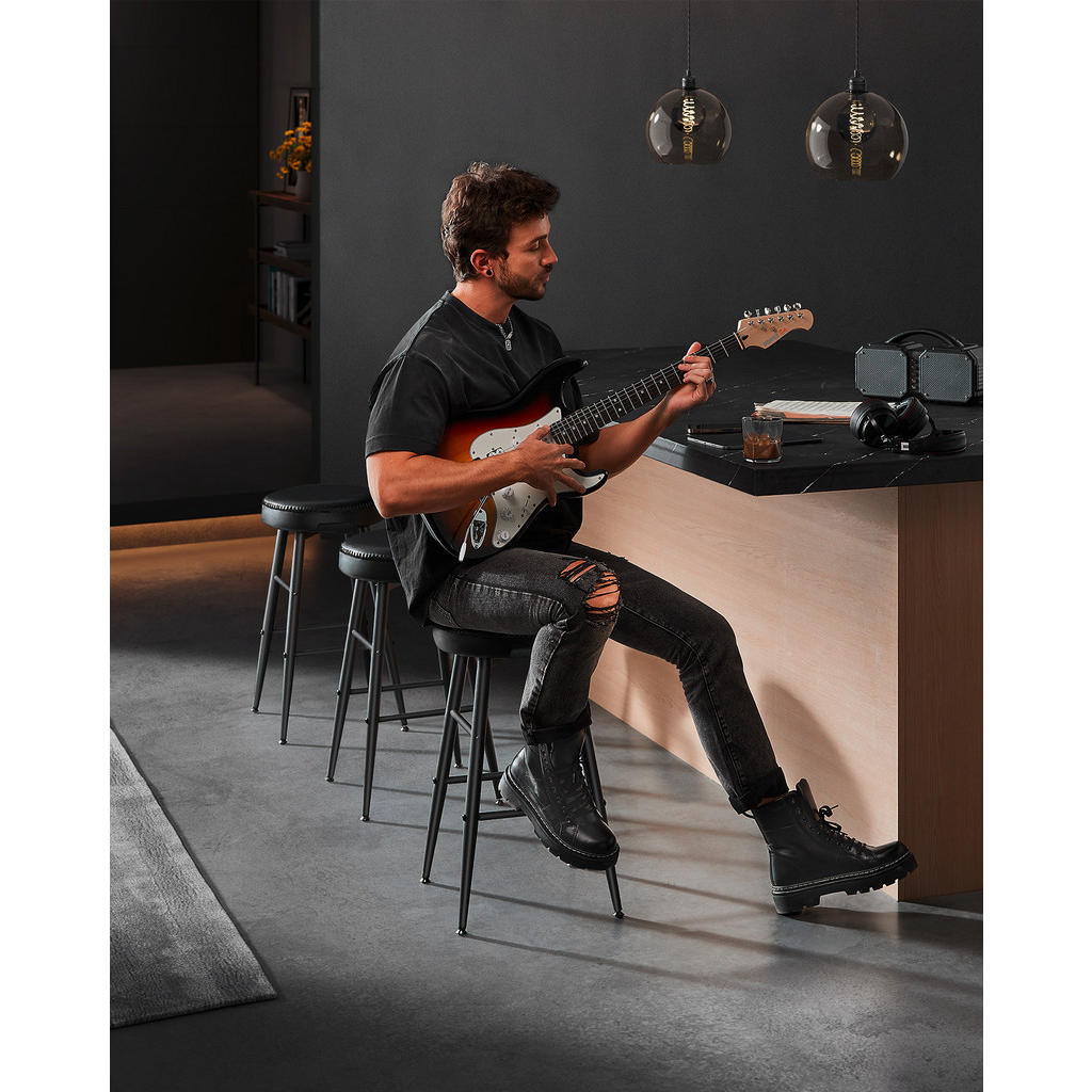 Thumbnail - Mid.you Barhocker-Set, Schwarz, Metall, Textil, A-Form, 49.5x63x49.5 cm, Esszimmer, Barmöbel, Barhocker