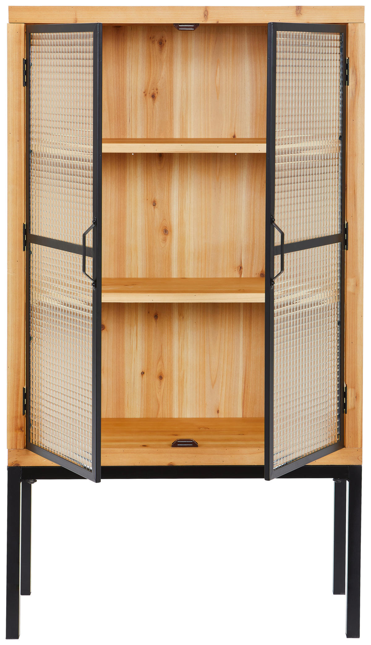 VITRÍNA, jedle, přírodní barvy, černá, 80/145/35 cm - černá/přírodní barvy, Design, kov/dřevo (80/145/35cm) - MID.YOU