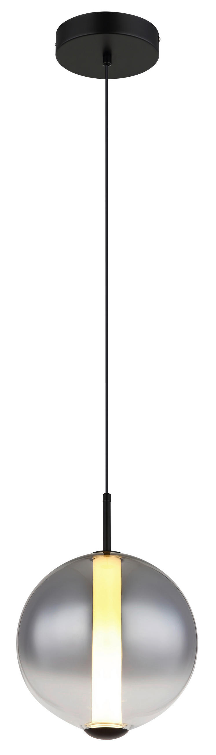 LED-HÄNGELEUCHTE LACY 25/120 cm   - Schwarz/Weiß, KONVENTIONELL, Glas/Kunststoff (25/120cm) - Globo