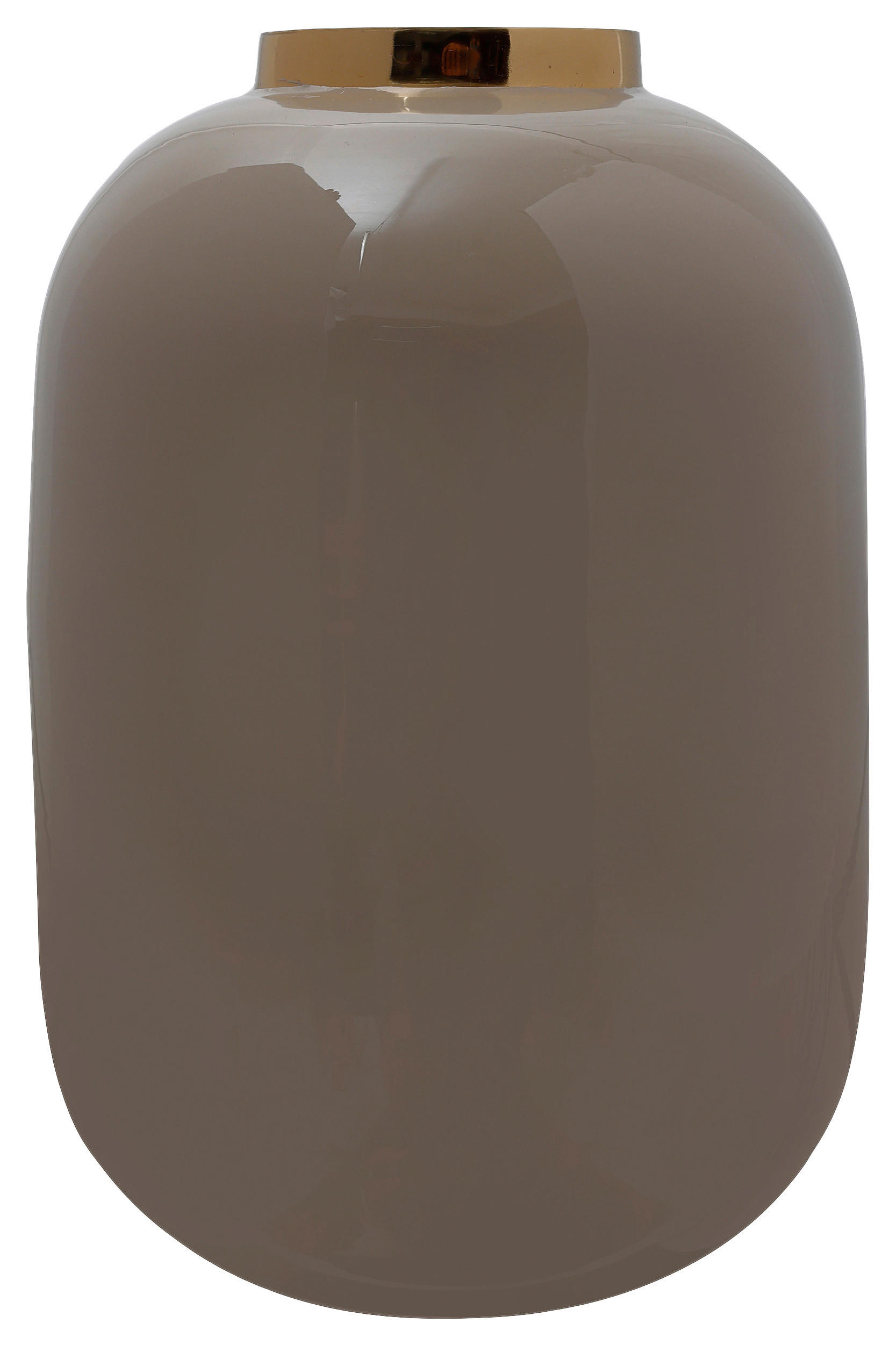 VASE 25 cm  - Taupe/Goldfarben, Trend, Metall (16/16/25cm) - Kayoom