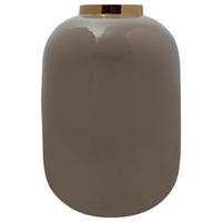VASE 25 cm  - Taupe/Goldfarben, Trend, Metall (16/16/25cm) - Kayoom