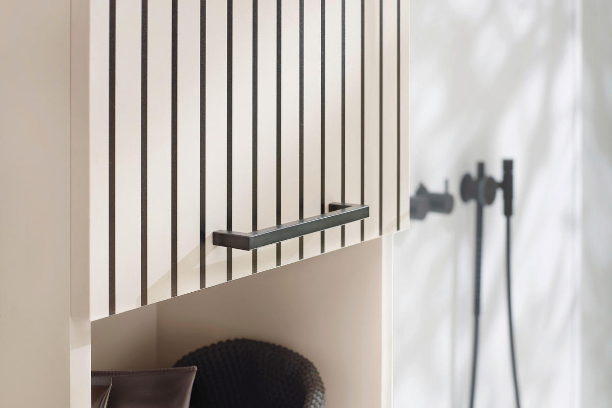 BADEZIMMER 4-teilig  in 160 cm  - Kaschmir/Schwarz, Trend, Glas/Holzwerkstoff (160cm) - Respekta