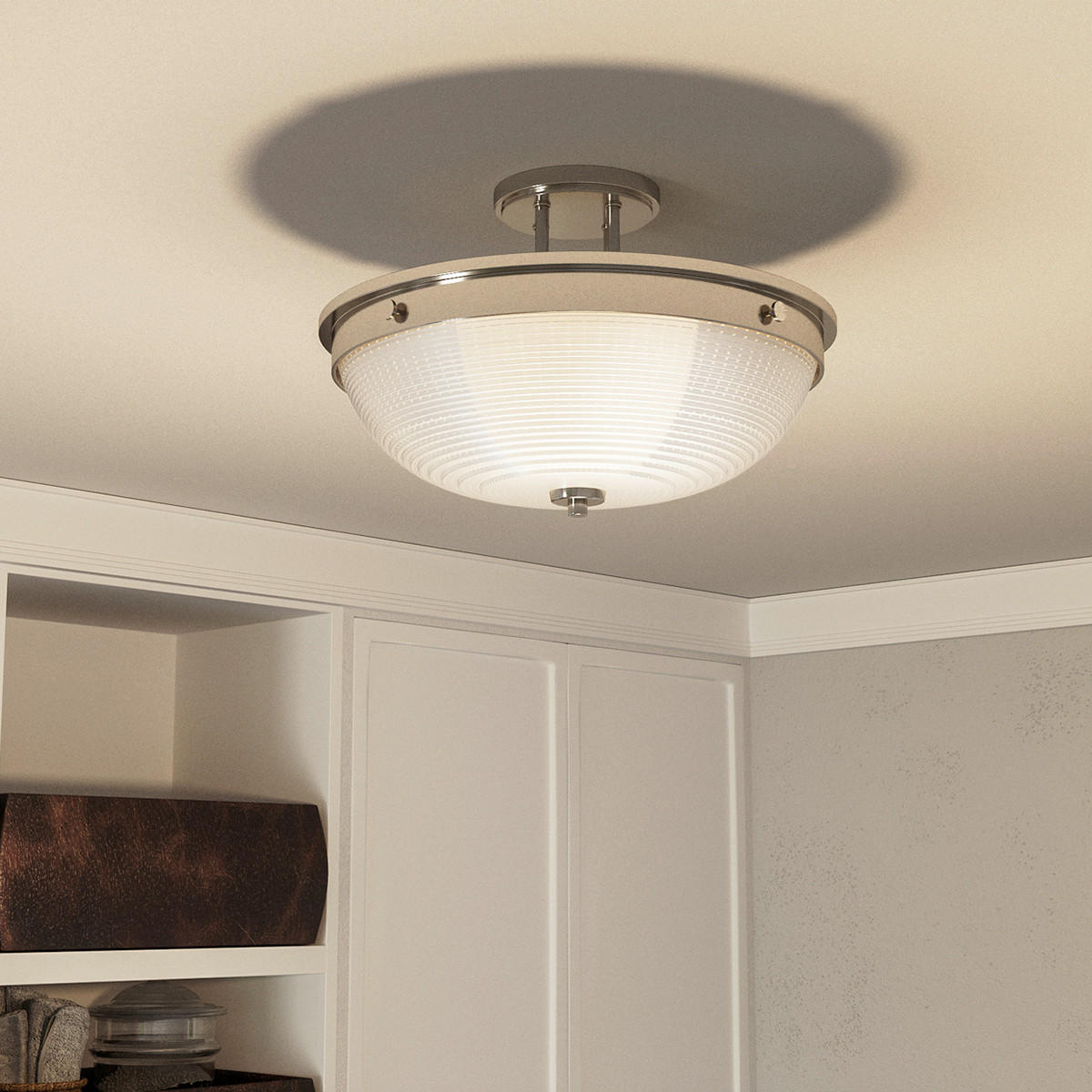 DECKENLEUCHTE Elstead Mantle 32.7/24.6 cm   - Nickelfarben, KONVENTIONELL, Glas/Metall (32.7/24.6cm) - Elstead Lighting