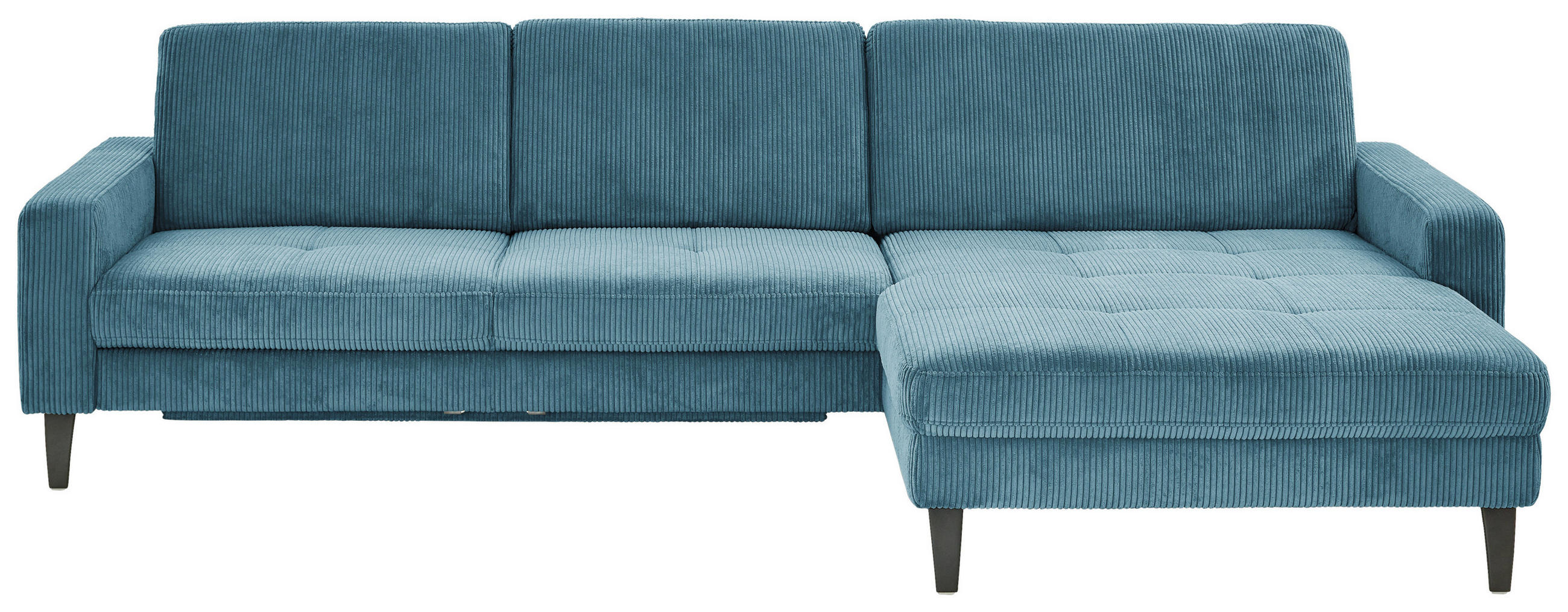 ECKSOFA in Cord Petrol  - Petrol/Schwarz, Modern, Textil/Metall (302/177cm) - Beldomo Style