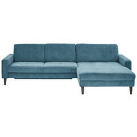 ECKSOFA in Cord Petrol  - Petrol/Schwarz, Modern, Textil/Metall (302/177cm) - Beldomo Style