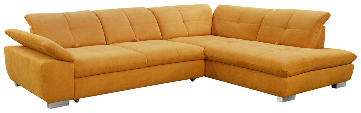 SEDEŽNA GARNITURA, gladka tkanina oranžna  - barve kroma/oranžna, Design, tekstil (242/313cm) - Xora