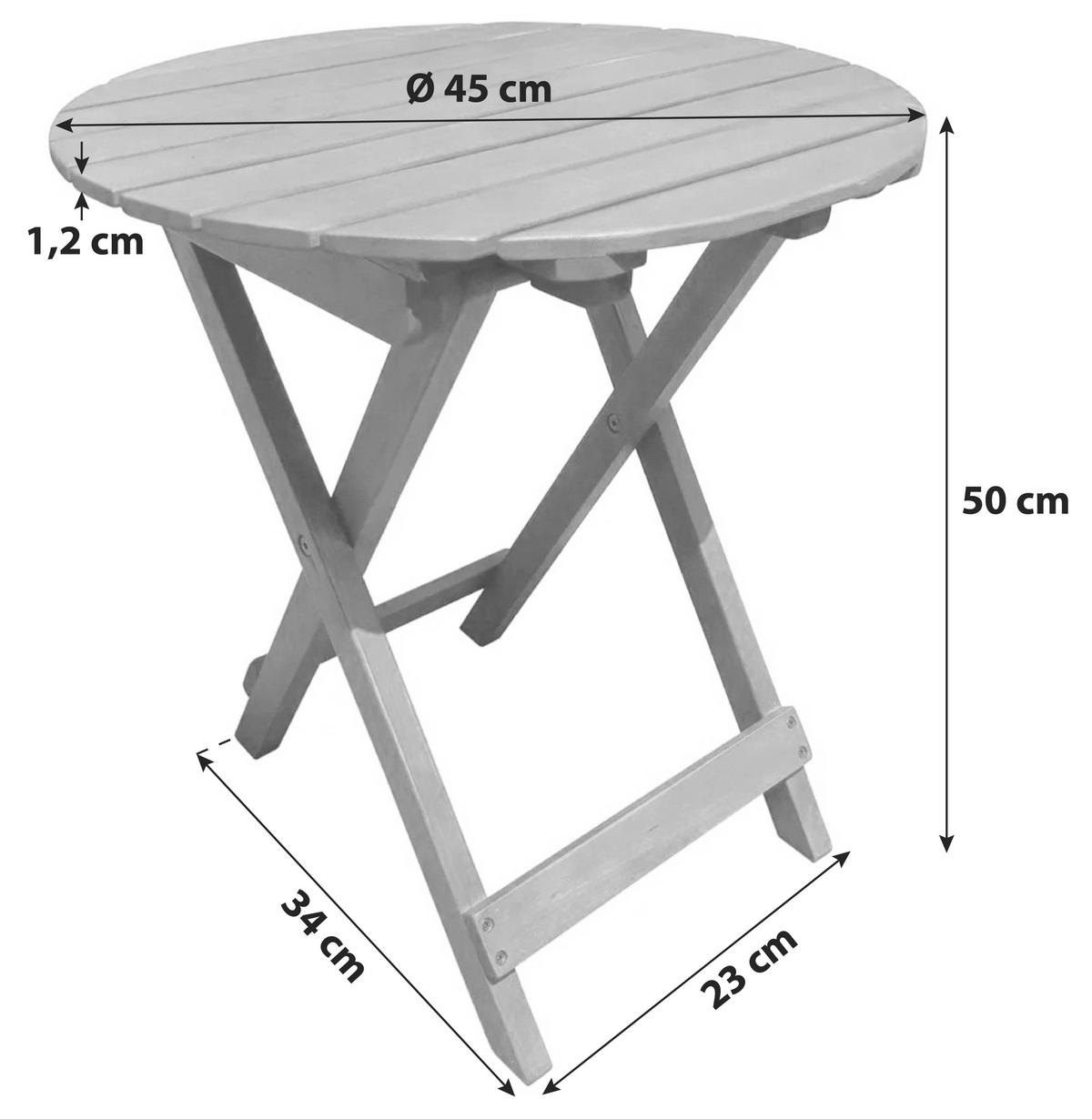 GARTENTISCH 45/45/50 cm Holz rund  - Braun, Basics, Holz (45/45/50cm) - Gardenson