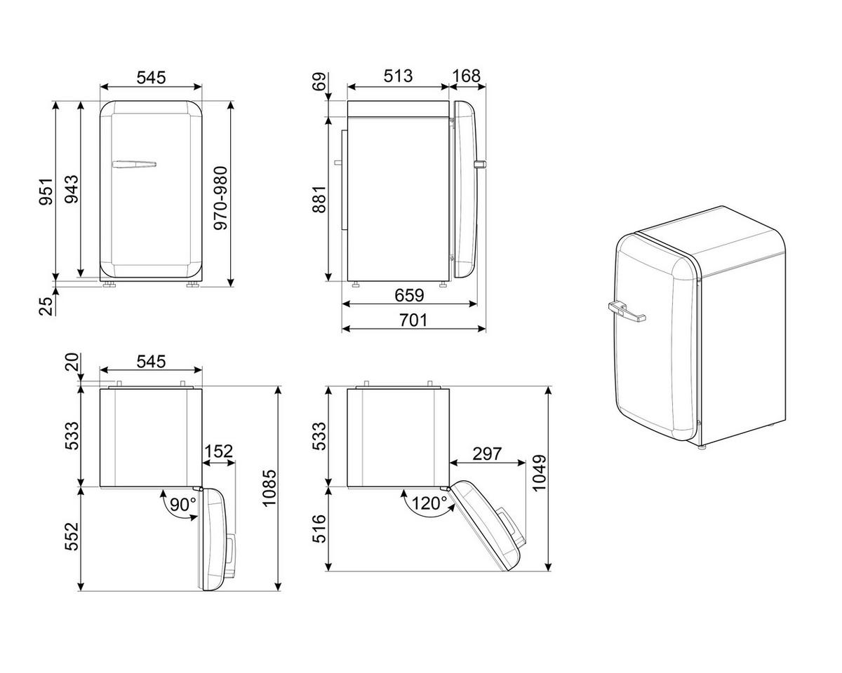 KÜHLSCHRANK 54,5/97-98/70,1 cm FAB10RRD6  - Rot, Basics, Glas/Metall (54,5/97-98/70,1cm) - SMEG
