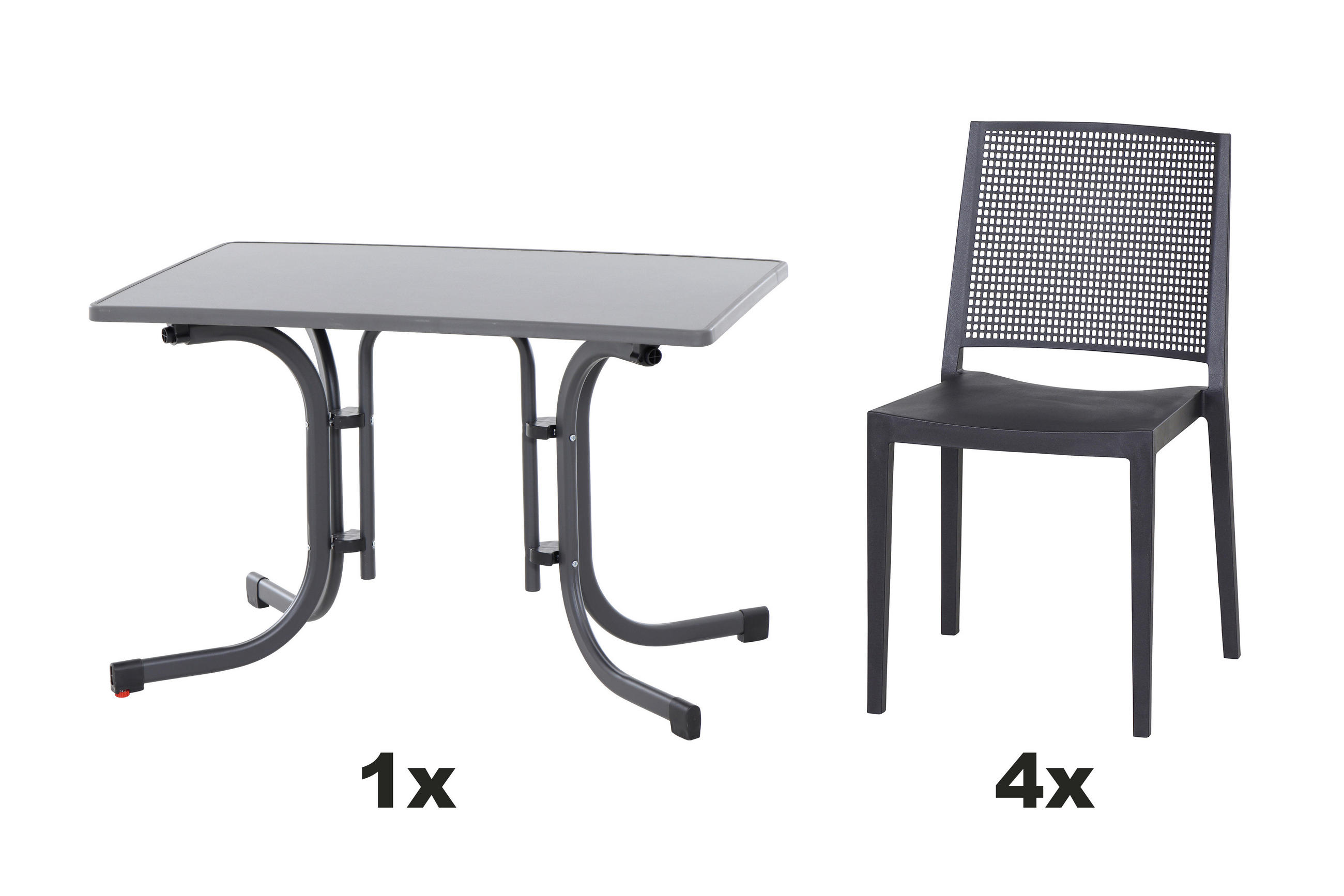 GARTENGARNITUR 5-teilig  - Anthrazit, Basics, Holzwerkstoff/Kunststoff (70/80/110cm) - Siena Garden