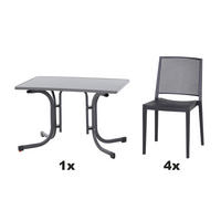 GARTENGARNITUR 5-teilig  - Anthrazit, Basics, Holzwerkstoff/Kunststoff (70/80/110cm) - Siena Garden