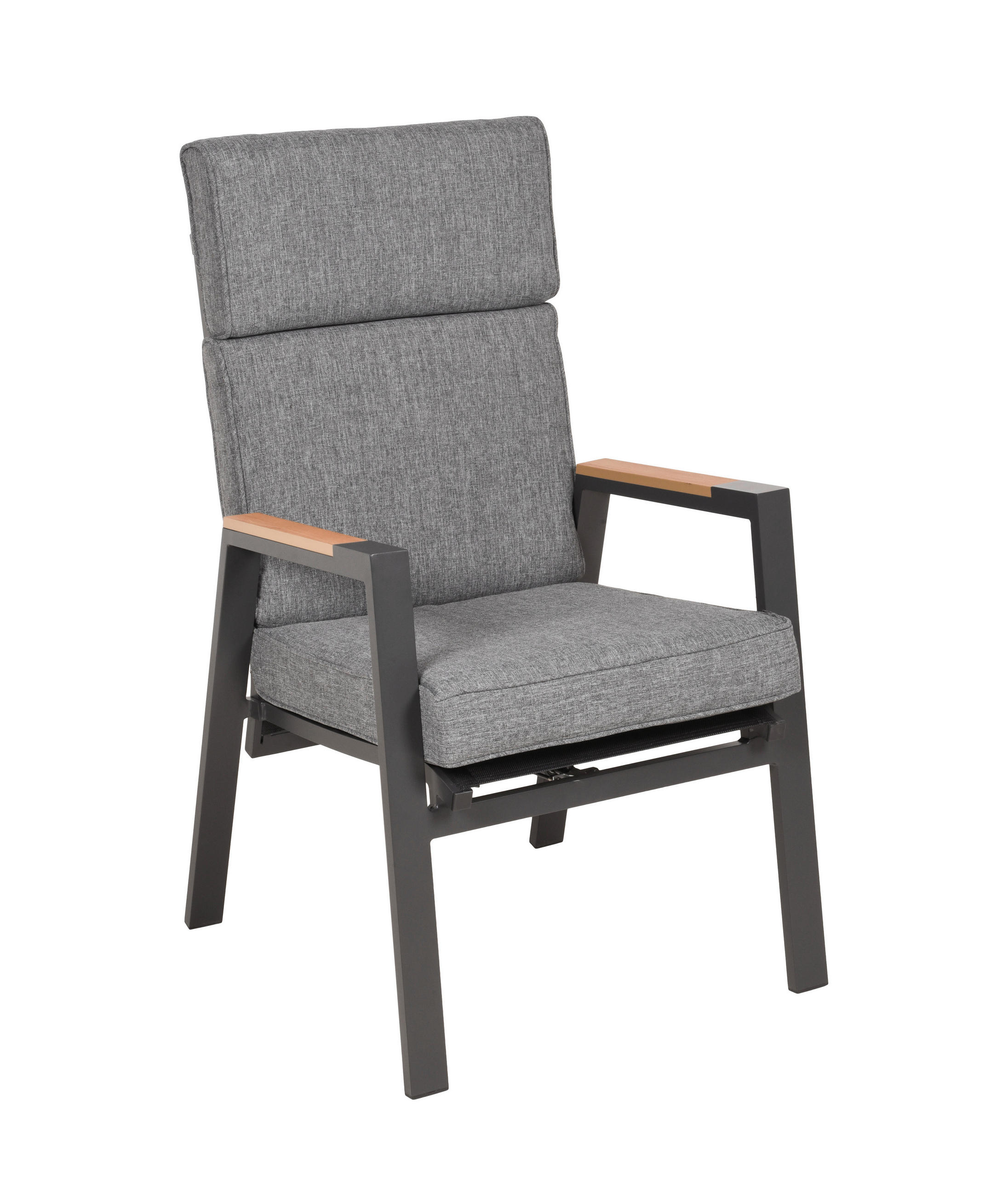 GARTENSESSEL Aluminium Braun, Schwarz, Dunkelgrau  - Dunkelgrau/Schwarz, MODERN, Kunststoff/Textil (60,5/112/68cm) - Gardenson