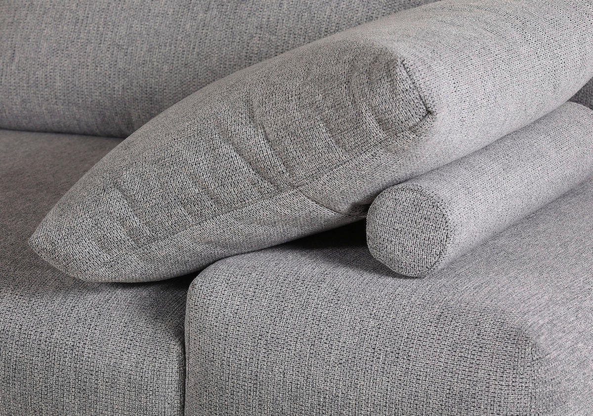 ECKSOFA Flachgewebe Grau  - Schwarz/Grau, Konventionell, Textil/Metall (240/310cm) - MID.YOU