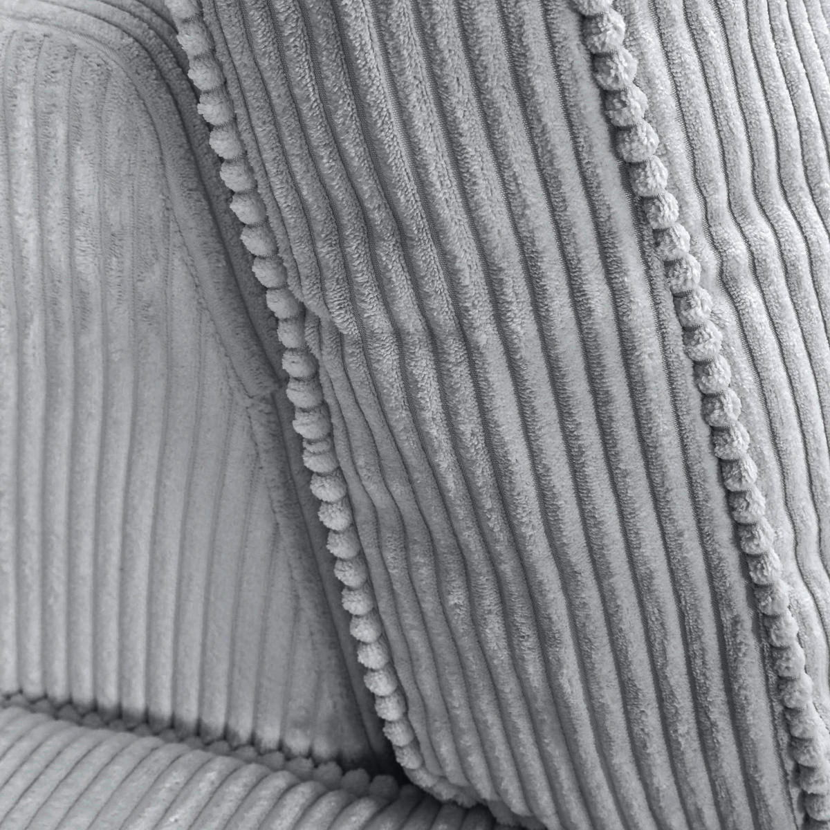ECKSOFA Hellgrau Cord Zierkissen, Rückenkissen, Rücken echt  - Hellgrau/Schwarz, MODERN, Kunststoff/Textil (228/307cm) - Carryhome