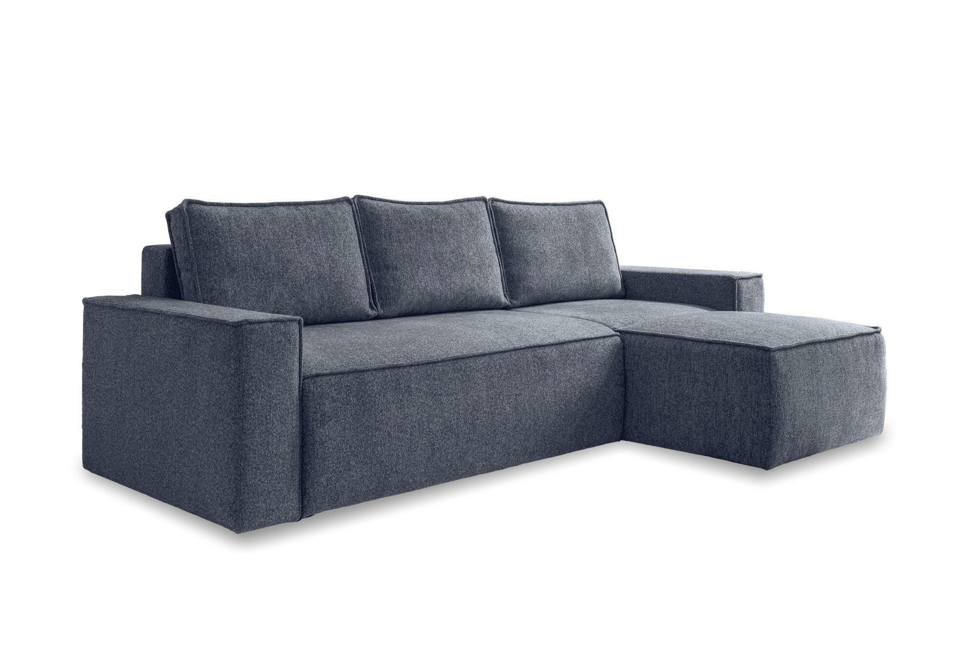ECKSOFA  in Dunkelblau  250/156 cm  - Schwarz/Weiß, Design, Kunststoff/Textil (250/156cm) - MID.YOU