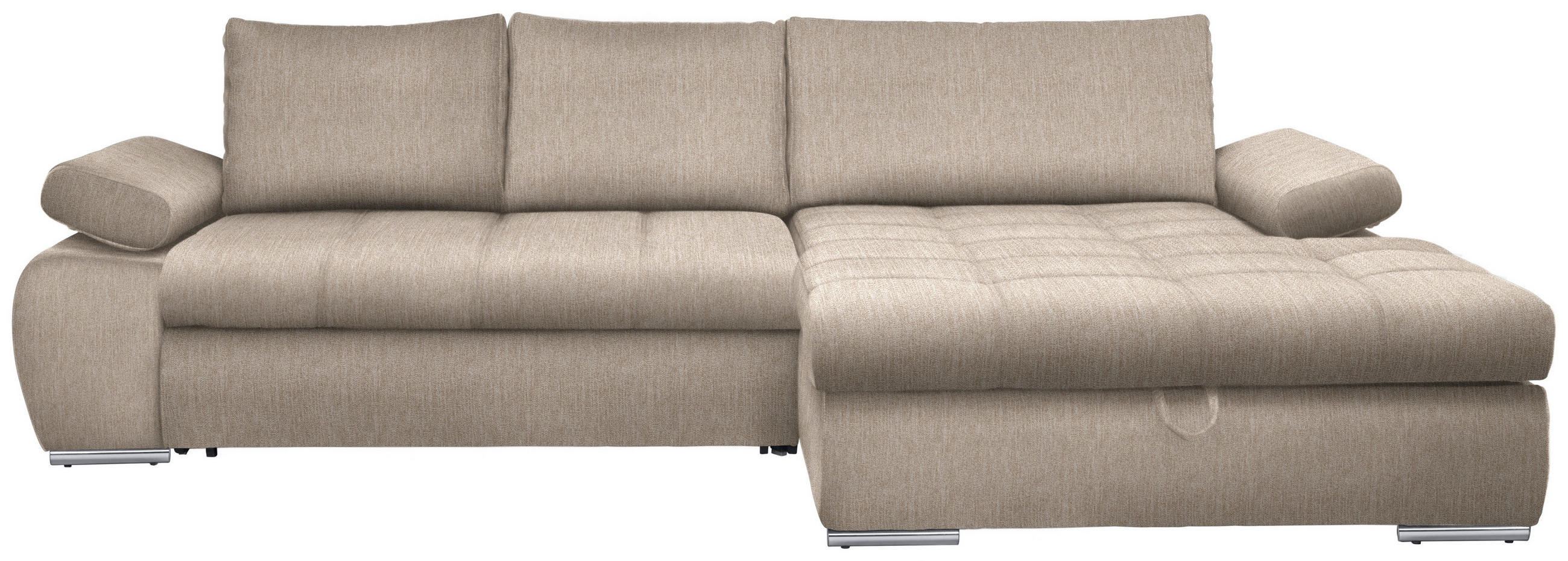 ECKSOFA Beige Flachgewebe  - Chromfarben/Beige, Design, Kunststoff/Textil (294/173cm) - Carryhome