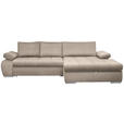 ECKSOFA Beige Flachgewebe  - Chromfarben/Beige, Design, Kunststoff/Textil (294/173cm) - Carryhome