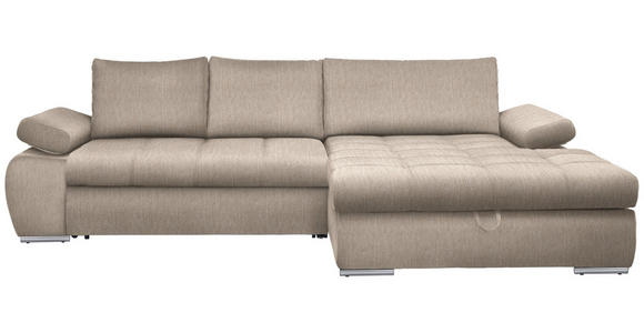 ECKSOFA Beige Flachgewebe  - Chromfarben/Beige, Design, Kunststoff/Textil (294/173cm) - Carryhome