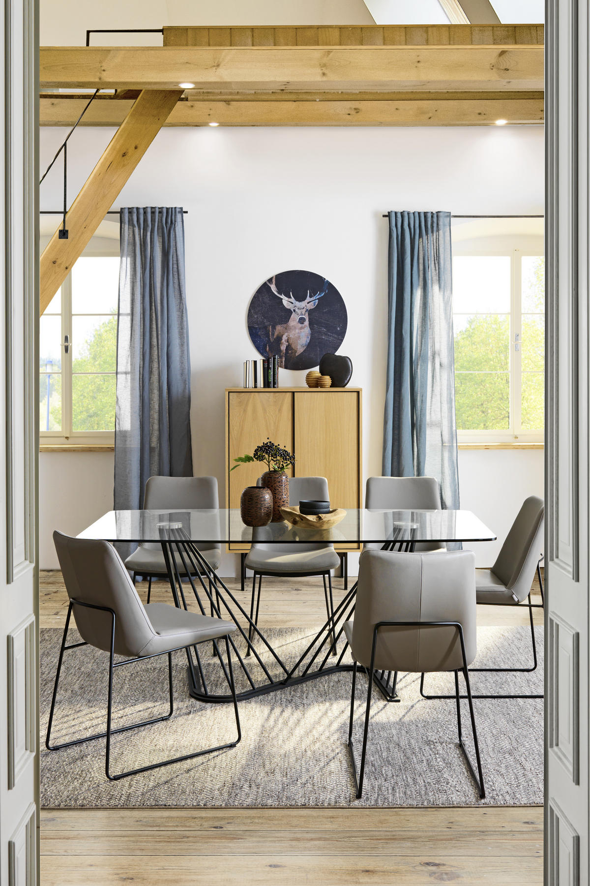 JEDÁLENSKÝ STÔL, číra, 180/100/76 cm - číra/čierna, Design, kov/sklo (180/100/76cm) - Voleo