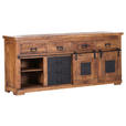 SIDEBOARD  in 195/85/45 cm  - Schwarz/Naturfarben, ROMANTIK / LANDHAUS, Holz/Metall (195/85/45cm) - Landscape