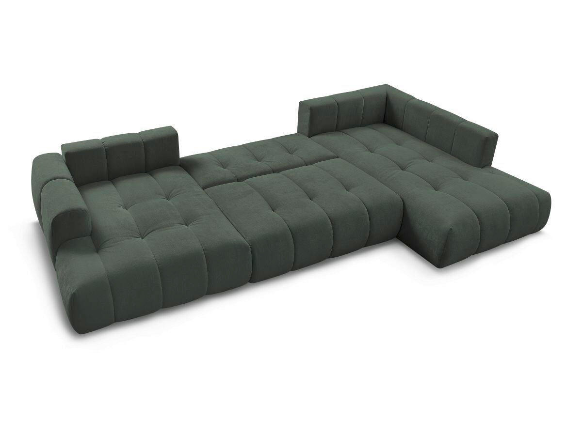 WOHNLANDSCHAFT  FUJI  Grün Leinenoptik  - Schwarz/Grün, MODERN, Kunststoff/Textil (160/377/204cm)