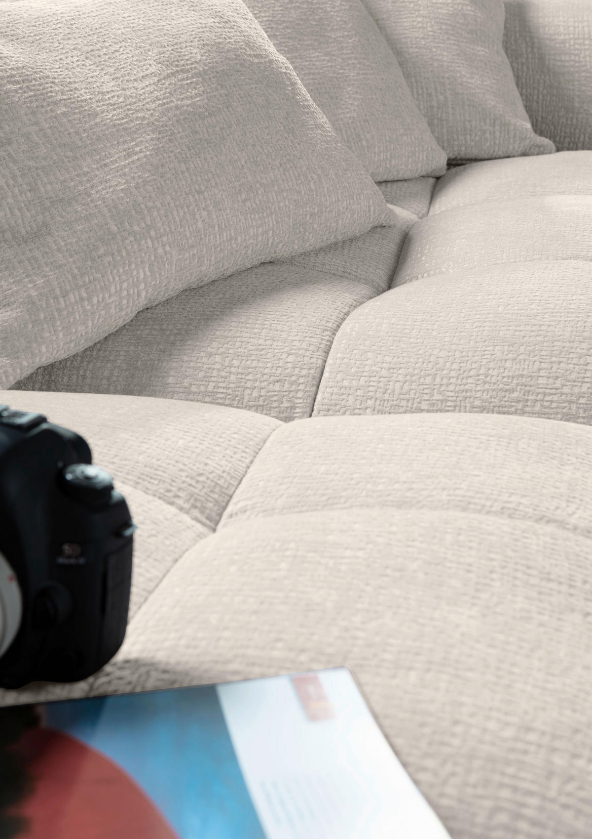 ECKSOFA in Flachgewebe Hellbraun  280/170 cm  - Hellbraun/Schwarz, KONVENTIONELL, Kunststoff/Textil (280/170cm) - Carryhome