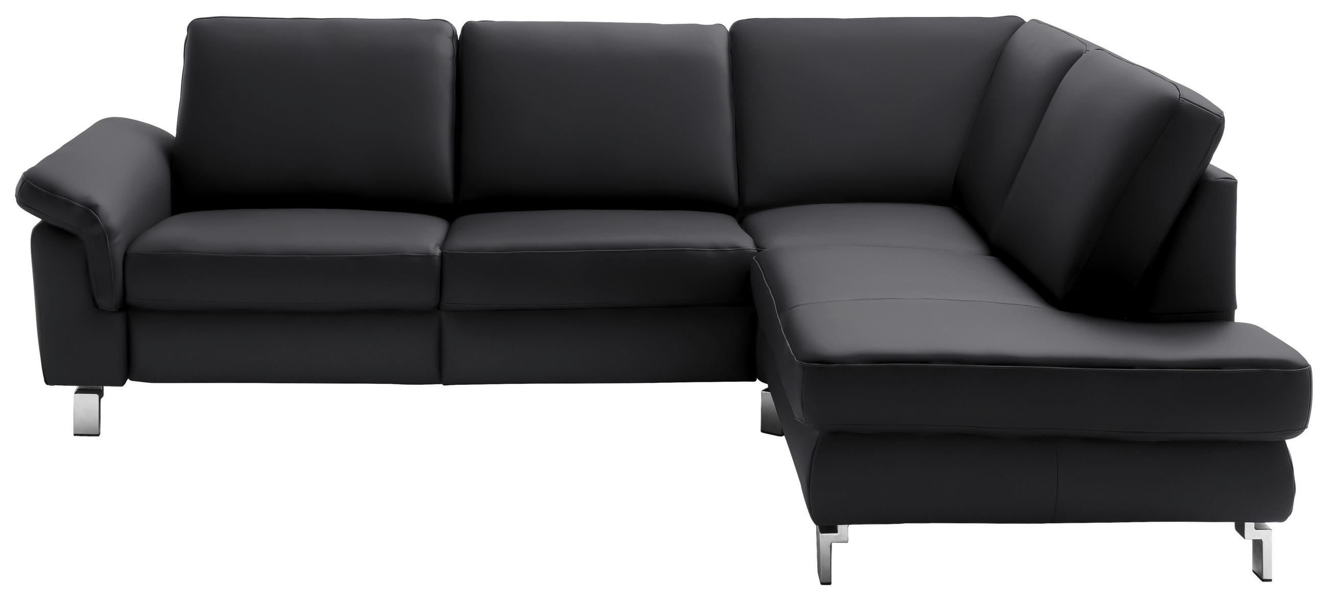 ECKSOFA in Echtleder Dunkelgrau, Fango  - Chromfarben/Fango, Design, Leder/Metall (271/200cm) - Pure Home Lifestyle