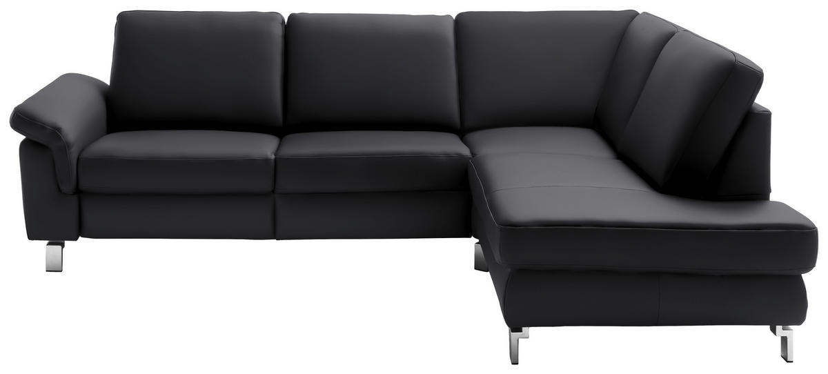 ECKSOFA in Echtleder Dunkelgrau, Fango  - Chromfarben/Fango, Design, Leder/Metall (271/200cm) - Pure Home Lifestyle