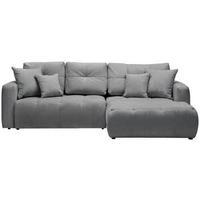 ECKSOFA in Chenille Grau, Dunkelgrau  - Dunkelgrau/Schwarz, Modern, Kunststoff/Textil (276/172cm) - Hom`in