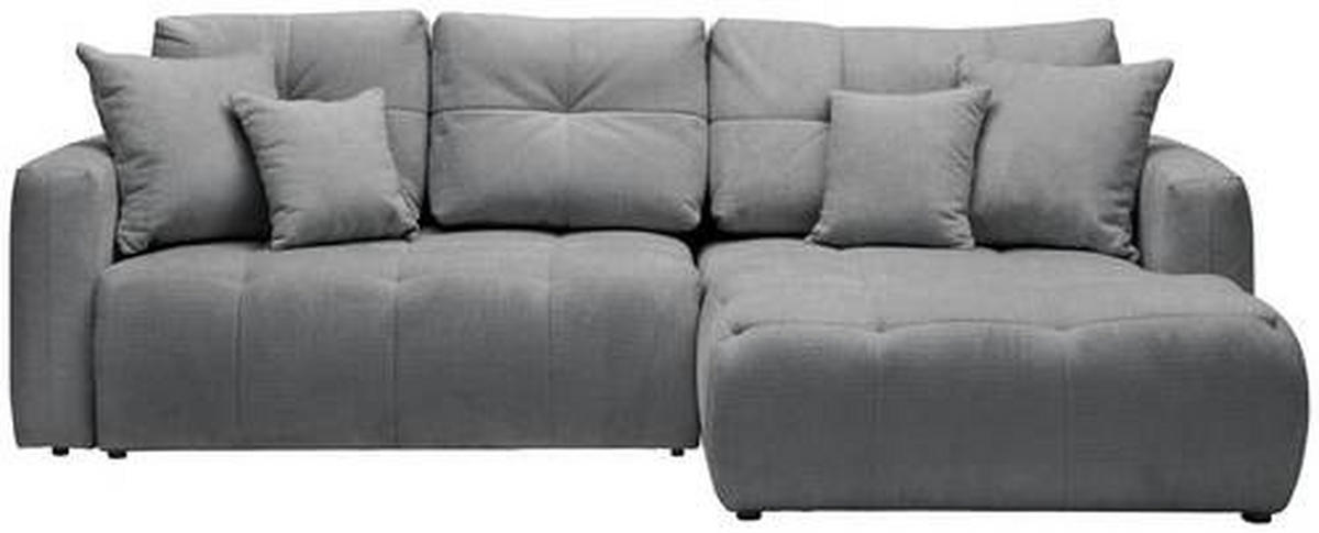 ECKSOFA in Chenille Grau, Dunkelgrau  - Dunkelgrau/Schwarz, Modern, Kunststoff/Textil (276/172cm) - Hom`in
