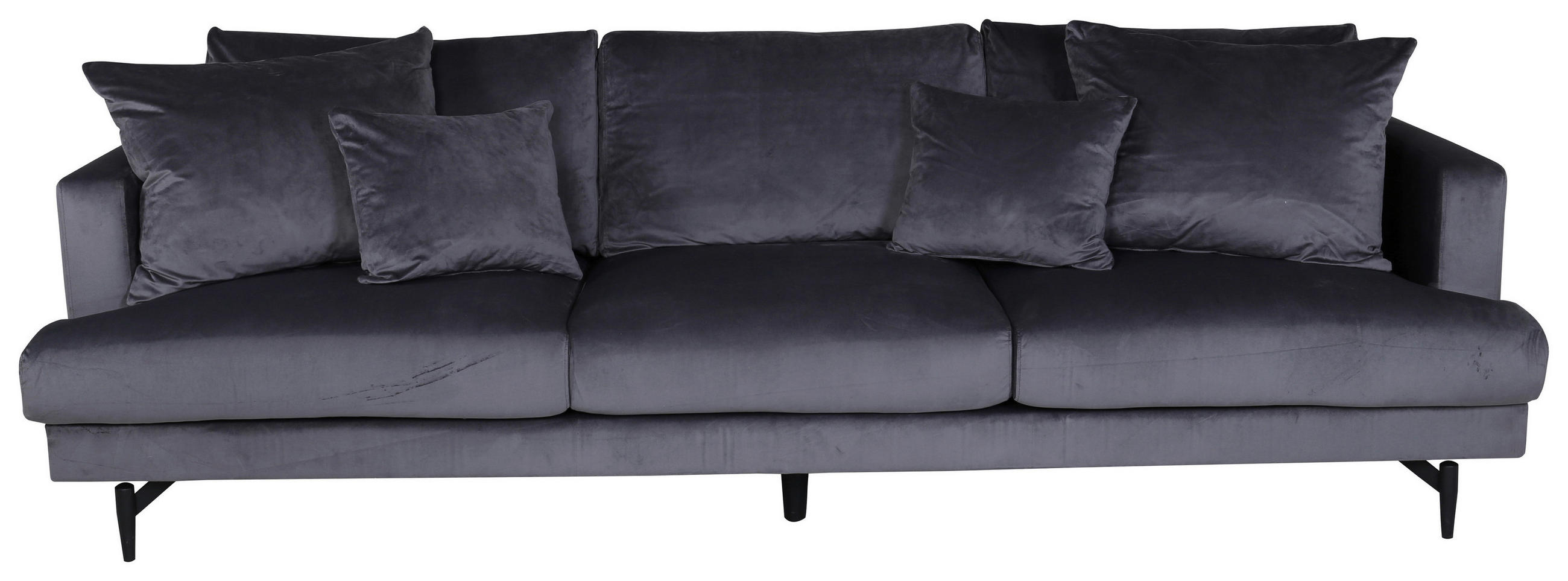 Livetastic 3-Sitzer-Sofa Schwarz, Dunkelgrau 260x86x88 cm