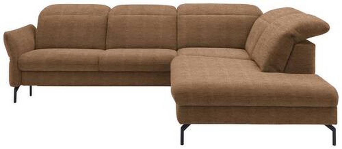 ECKSOFA in Flachgewebe Braun  - Schwarz/Braun, Design, Textil/Metall (299-313/233cm) - Dieter Knoll