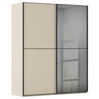 SCHWEBETÜRENSCHRANK 201/223/68 cm,  in Schwarz, Champagner, 2 Tür(en)  - Champagner/Schwarz, KONVENTIONELL, Glas/Holzwerkstoff (201/223/68cm) - Novel