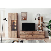 WOHNWAND  in Anthrazit, Eichefarben 285/208/50 cm  - Eichefarben/Anthrazit, Konventionell, Glas/Holzwerkstoff (285/208/50cm) - Cantus