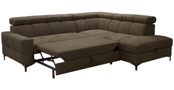 ECKSOFA in Struktur Dunkelgrün  - Dunkelgrün/Schwarz, MODERN, Textil/Metall (254/212cm) - Carryhome