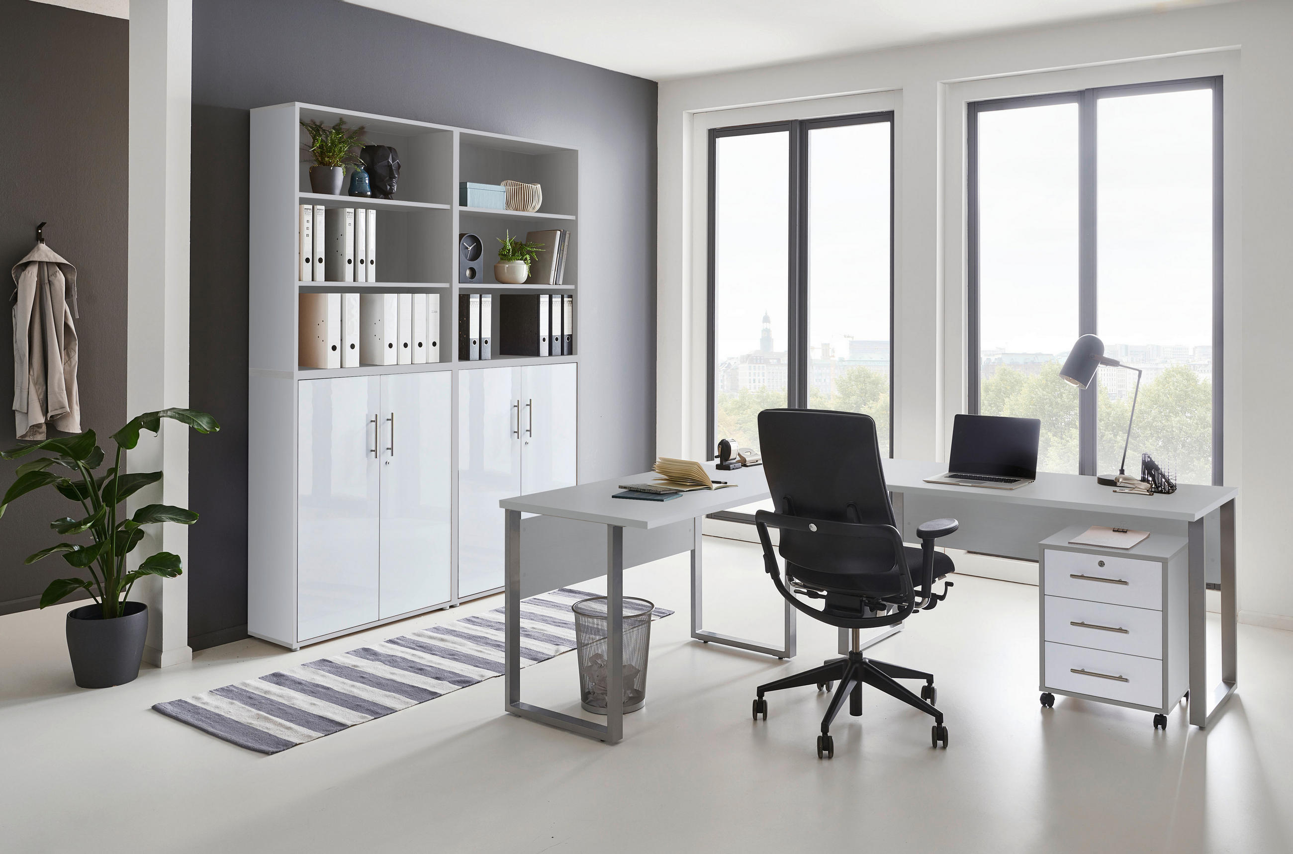 BÜRO - Weiß/Grau, MODERN, Holzwerkstoff/Metall - MID.YOU