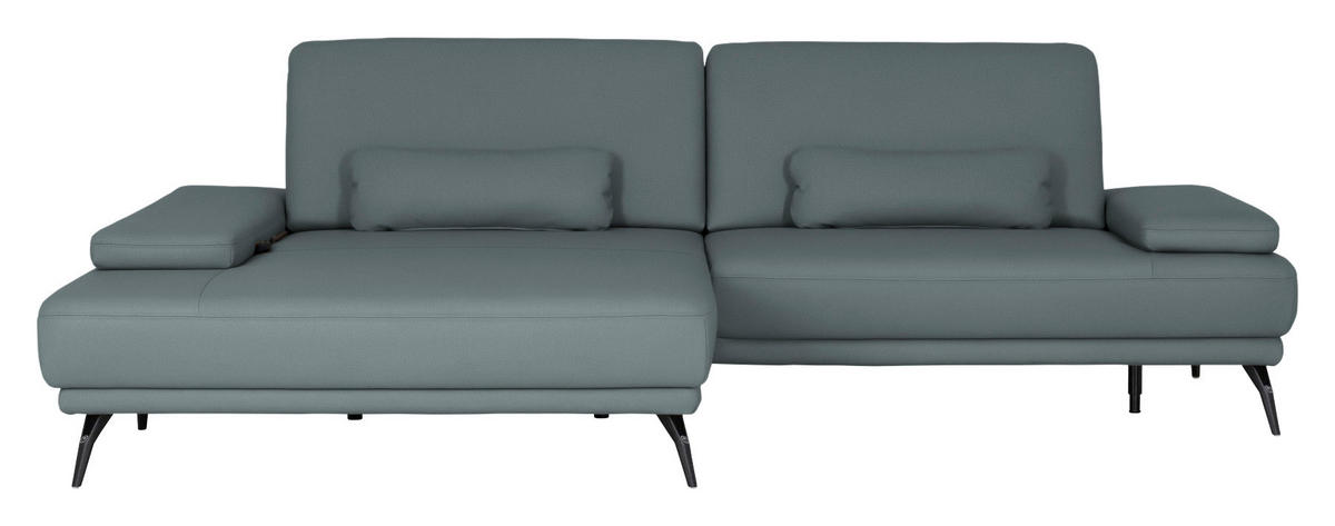 ECKSOFA Echtleder Grau  - Schwarz/Grau, Konventionell, Leder/Metall (180/301cm) - Joop!