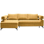 ECKSOFA  in Chenille Currygelb  - Currygelb/Schwarz, KONVENTIONELL, Textil/Metall (184/265cm) - Hom`in