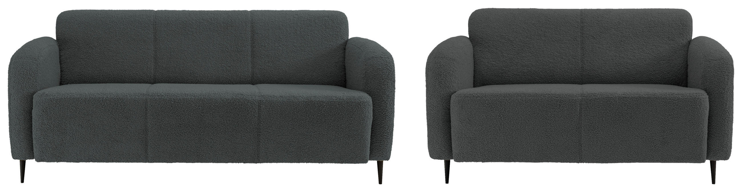 SITZGARNITUR Teddystoff Anthrazit  - Anthrazit/Schwarz, MODERN, Textil/Metall (180/76/90cm) - Livetastic