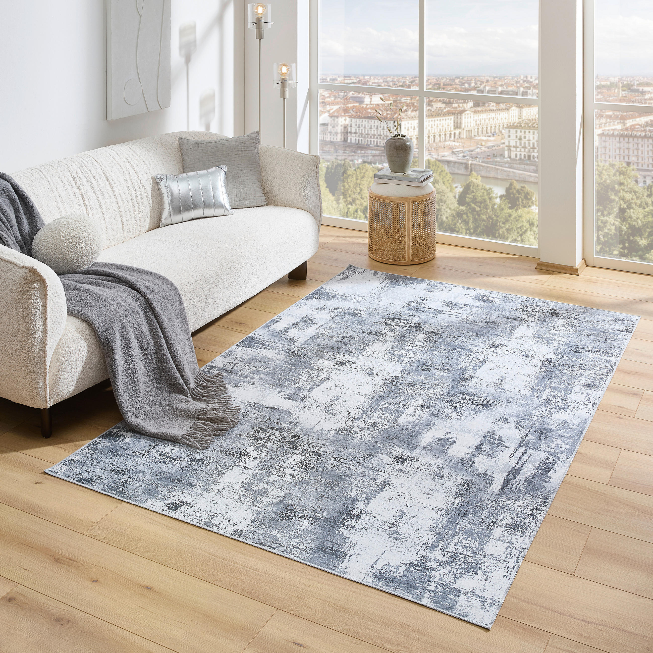 VINTAGE-TEPPICH 160/230 cm Leo Hellgrau  - Hellgrau, Design, Kunststoff/Textil (160/230cm) - Novel