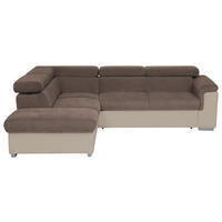 ECKSOFA in Chenille, Lederlook Taupe, Sandfarben  - Taupe/Sandfarben, Basics, Holz/Textil (217/252cm) - MID.YOU