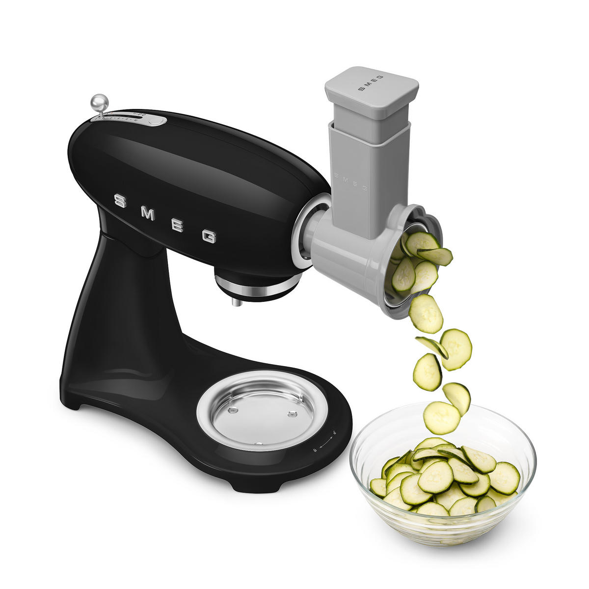 KÜCHENMASCHINE 50´S STYLE SMF05CREU  - Alufarben/Schwarz, Basics, Metall (40,2/37,8/22,1cm) - SMEG