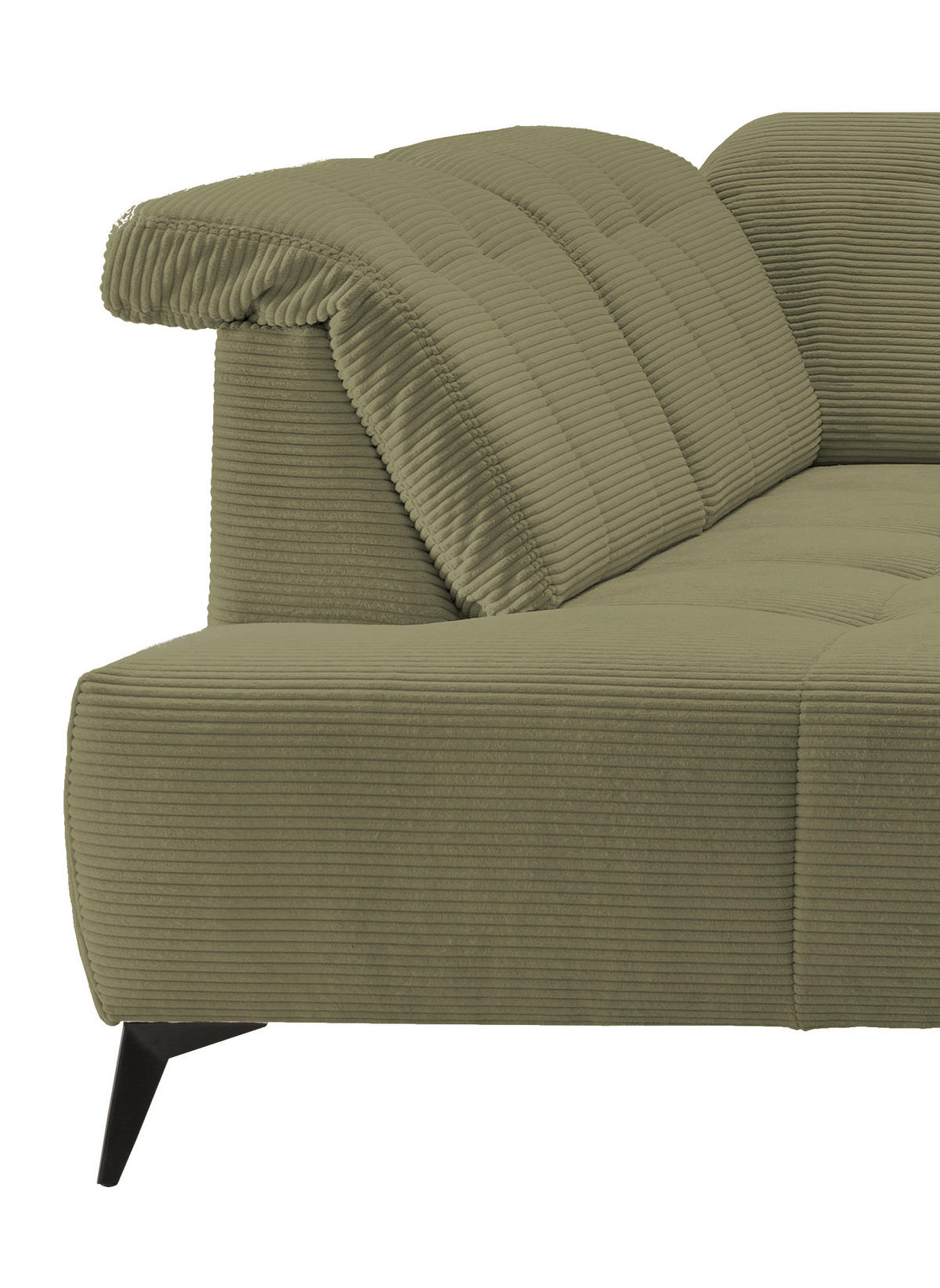 WOHNLANDSCHAFT SANO Olivgrün Cord  - Schwarz/Olivgrün, MODERN, Textil/Metall (200/337/180cm) - Livetastic